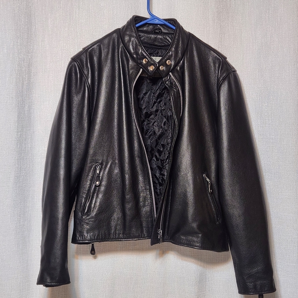 UNIK PREMIUM LEATHER  MOTORCYCLE JACKET BLACK ZIP OUT LINER XXXL See Measurement